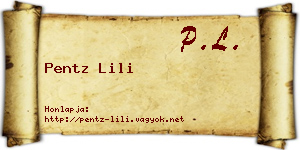 Pentz Lili névjegykártya